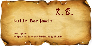 Kulin Benjámin névjegykártya